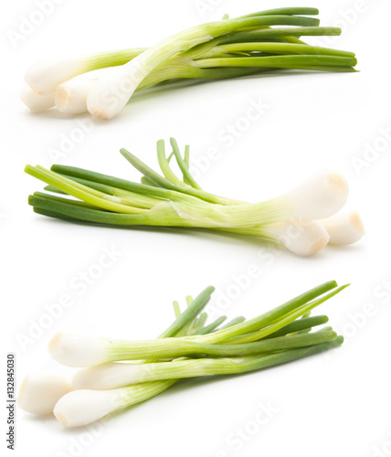 green onion on the white