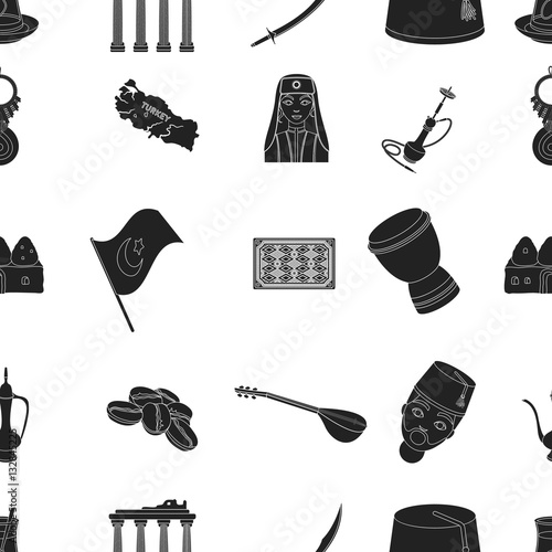 Turkey pattern icons in black style. Big collection of Turkey vector symbol stock illustration