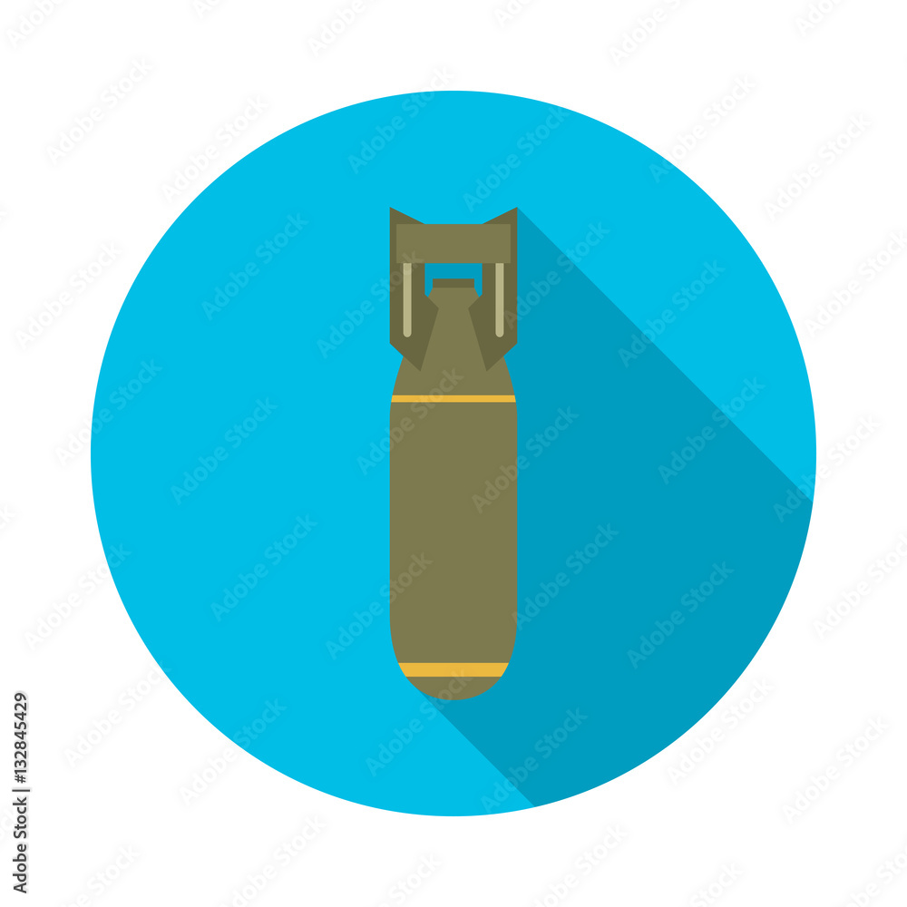Bomb icon with long shadow. Bomb silhouette. Flat design style. Round icon. Modern flat icon in stylish colors. Web site page and mobile app design element. Bomb icon with long shadow. Bomb silhouette. Flat design style. Round icon. Modern flat icon in stylish colors. Web site page and mobile app design element.