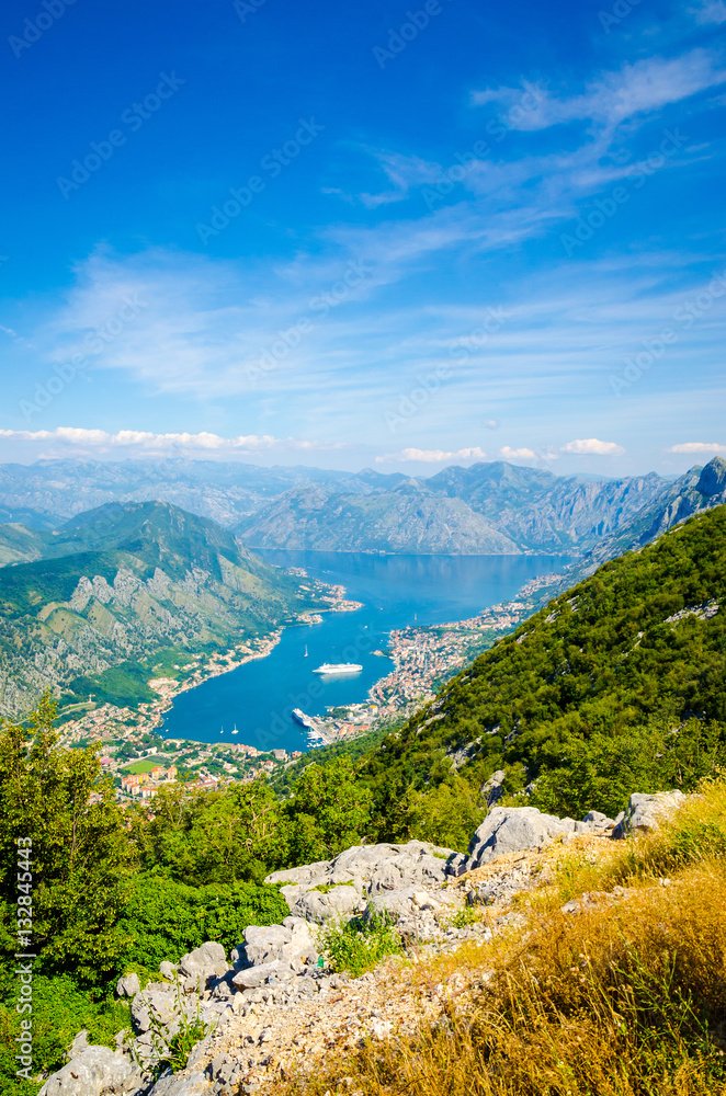 Panoramic view on Kotor bay and Old Town. Kotor, Montenegro. Panoramic view on Kotor bay and Old Town. Kotor, Montenegro.
