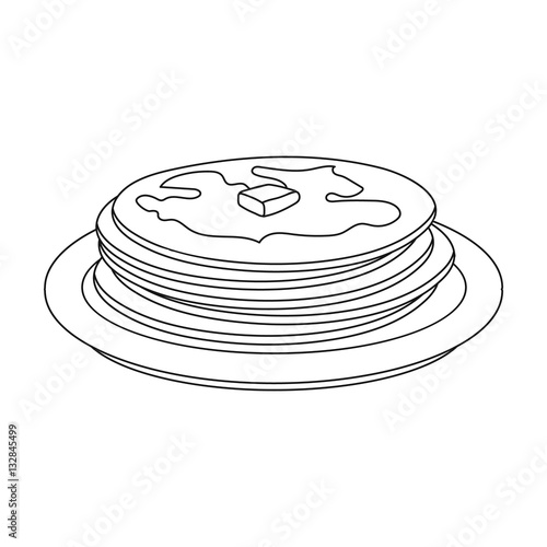 Russian pancakes icon in outline style isolated on white background. Russian country symbol stock vector illustration.