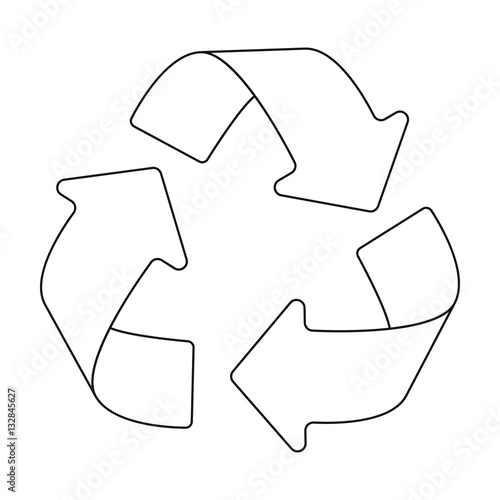 Green recycling sign icon in outline style isolated on white background. Bio and ecology symbol stock vector illustration.