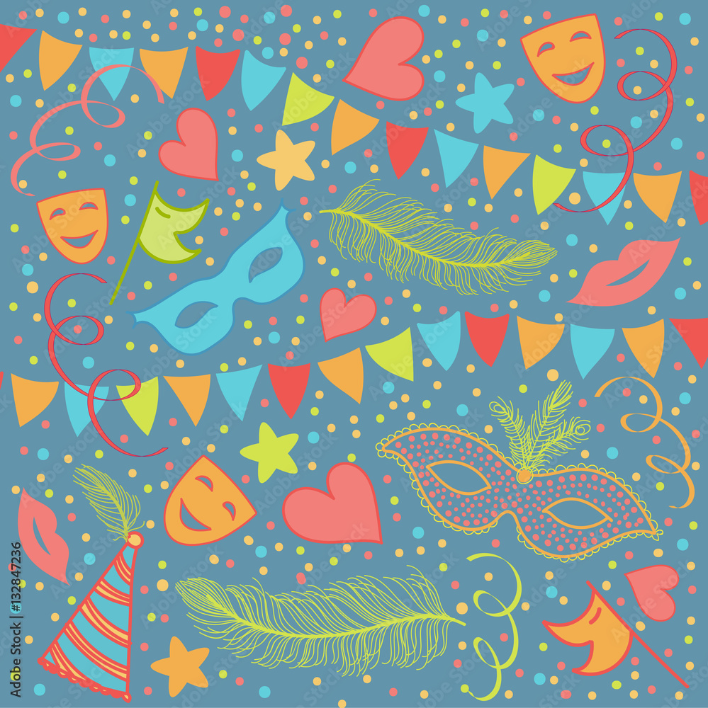 Fototapeta premium carnival party hand made. vector illustration.