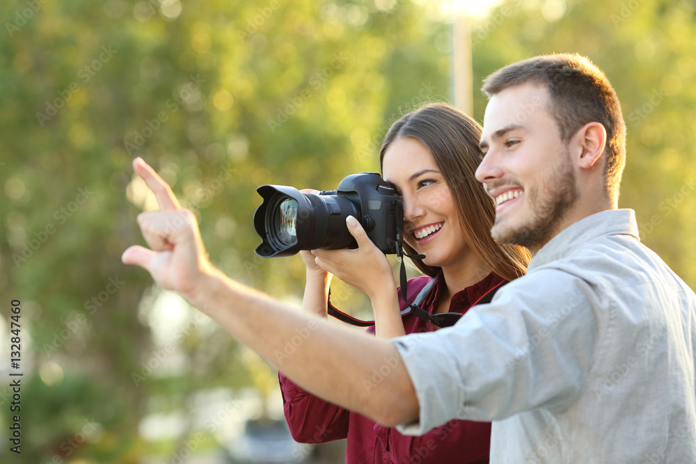 Photographer learning in a photography course Photographer learning in a photography course