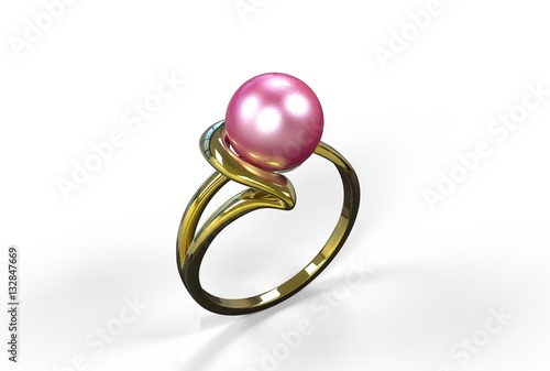 3d illustration of ring with pearl