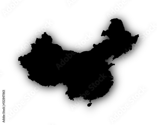 Karte von China mit Schatten