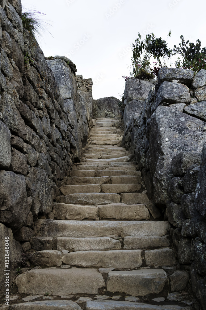 Stone Stairs And Walls Machu Picchu Peru South America