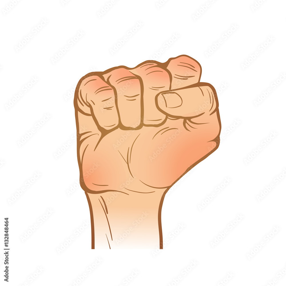 hand line sketch. one hand. clenched fist gesture. painted arm. hand line sketch. one hand. clenched fist gesture. painted arm.