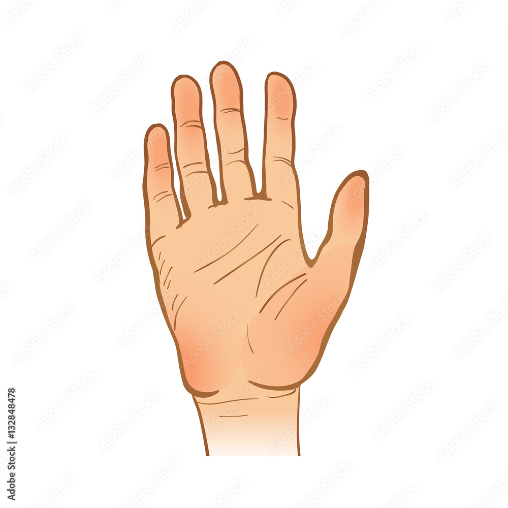 hand line sketch. one hand. opened palm. stopping or welcome ge hand line sketch. one hand. opened palm. stopping or welcome ge
