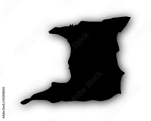 Karte von Trinidad und Tobago mit Schatten