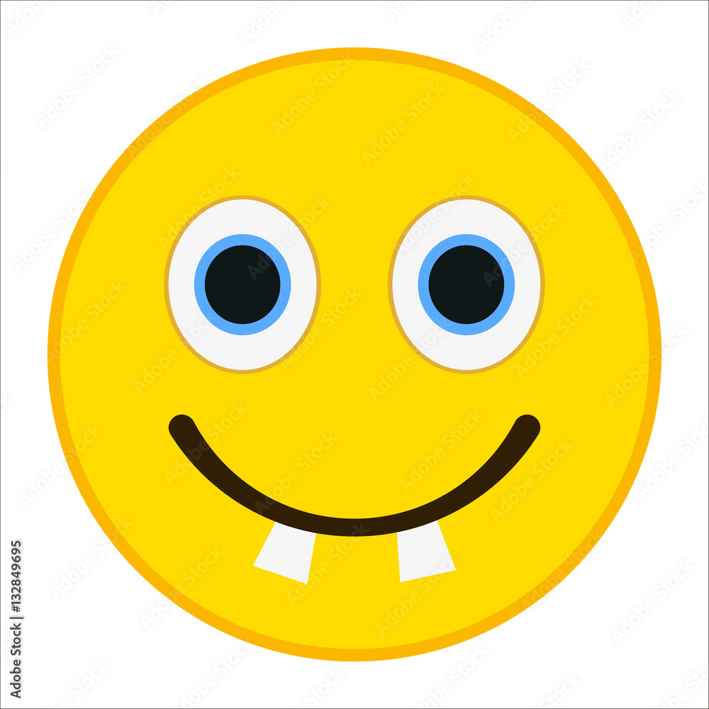 Smiling emoticon with big teeth in trendy flat style. Happy emoji vector illustration. Smiling emoticon with big teeth in trendy flat style. Happy emoji vector illustration.
