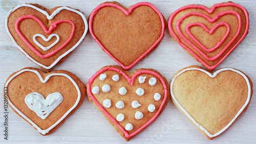 background with heart shape valentine homemade cookies