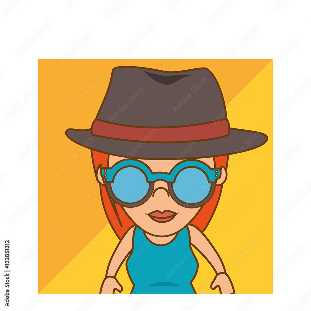 woman character hipster style vector illustration design
