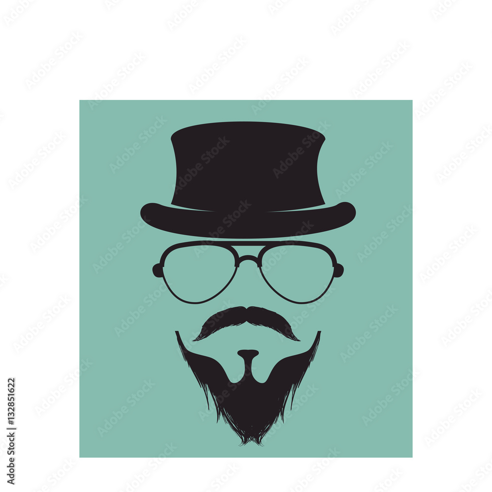 gentleman face hipster style vector illustration design