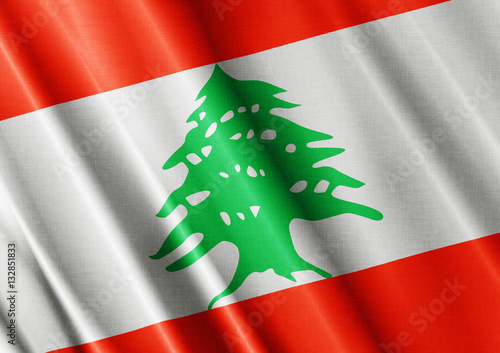 Lebanon waving flag close photo