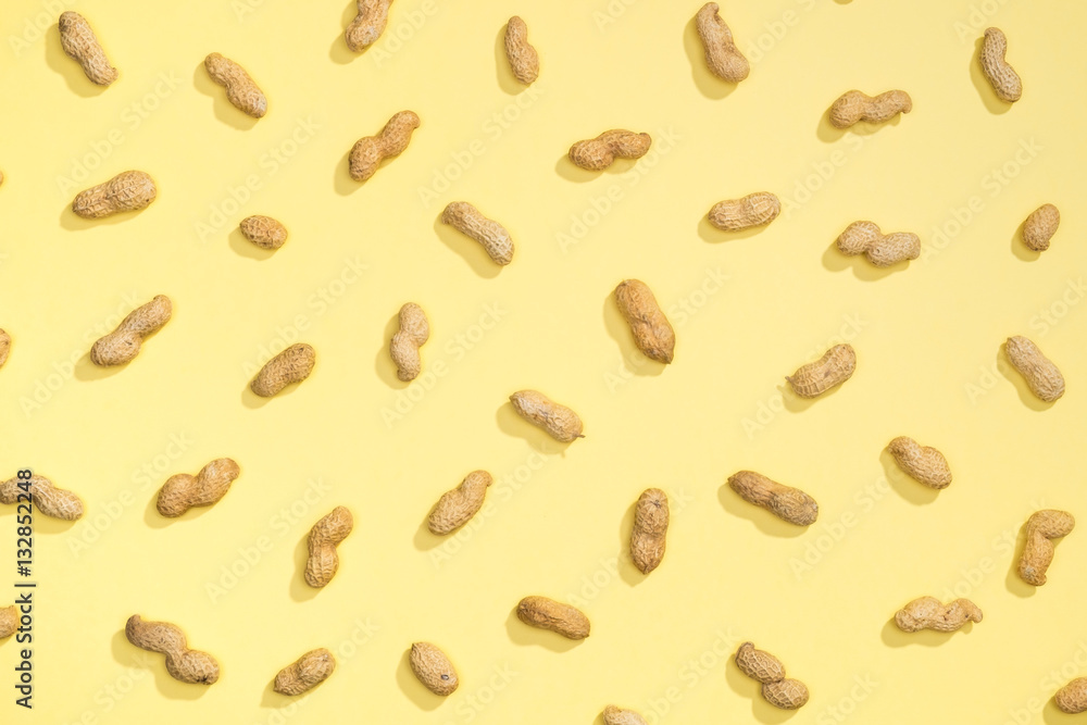 Peanut nuts flat lay pattern Peanut nuts flat lay pattern
