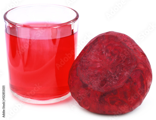 Fresh Beet with juice in glass