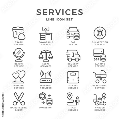 Set line icons of services