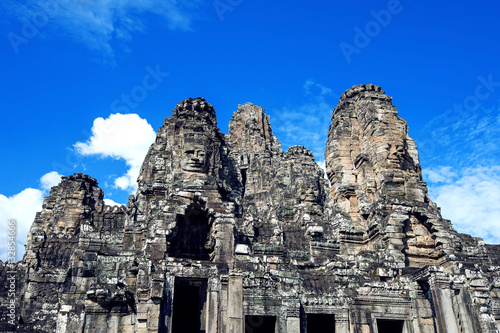 Bayon Temple with giant stone faces, Angkor Wat, Siem Reap, Camb