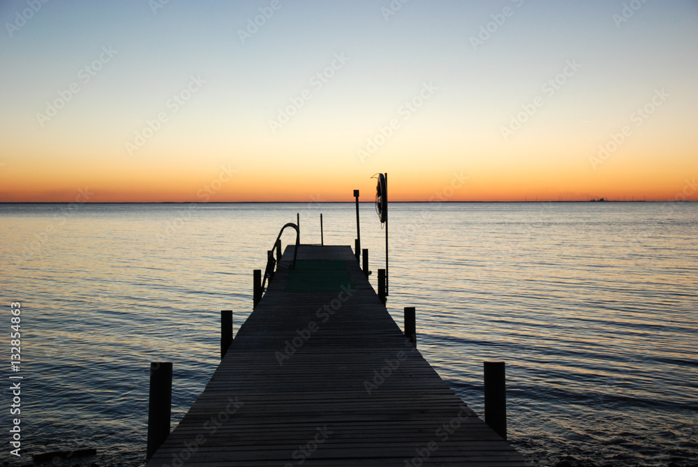 Sunset by the bathing pier