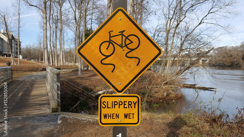 Slippery when wet bike sign