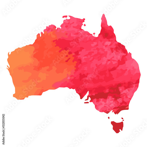 hand drawn watercolor map of Australia on white. Vector version