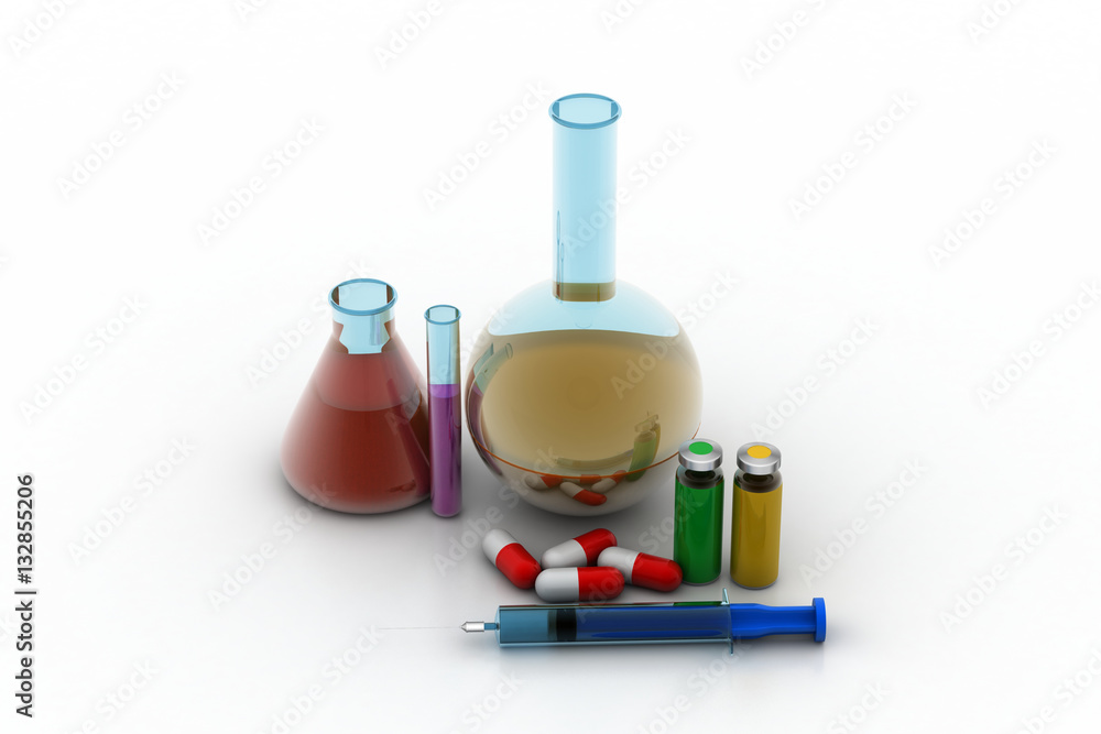 laboratory flasks and test tube with medicines laboratory flasks and test tube with medicines