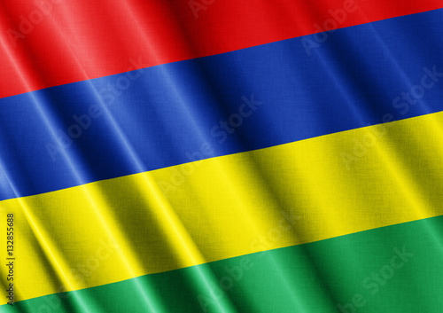 Mauritius waving flag close