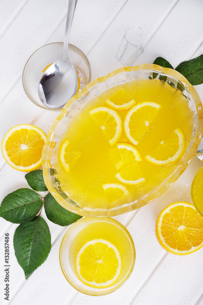 Orange punch with fruit sweet alcohol summer drink Orange punch with fruit sweet alcohol summer drink