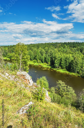 Summer Beautiful landscape. The Chusovaya River
