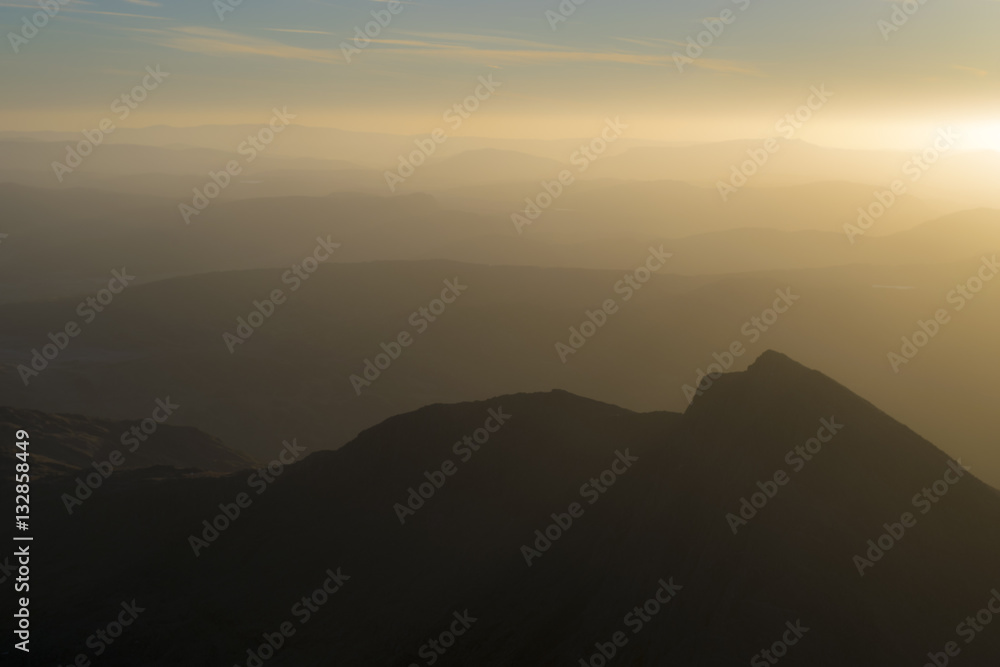 Fototapeta premium Early morning aerial shot in the mountains.