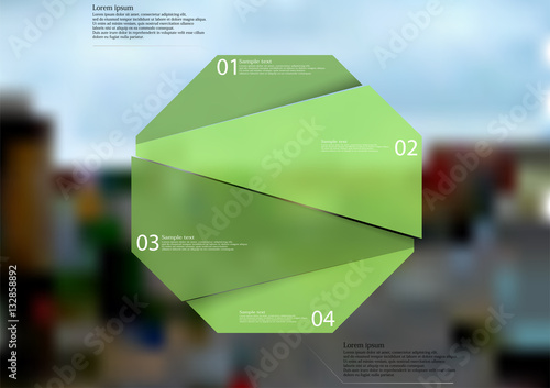 Illustration infographic template with green octagon randomly divided to four parts