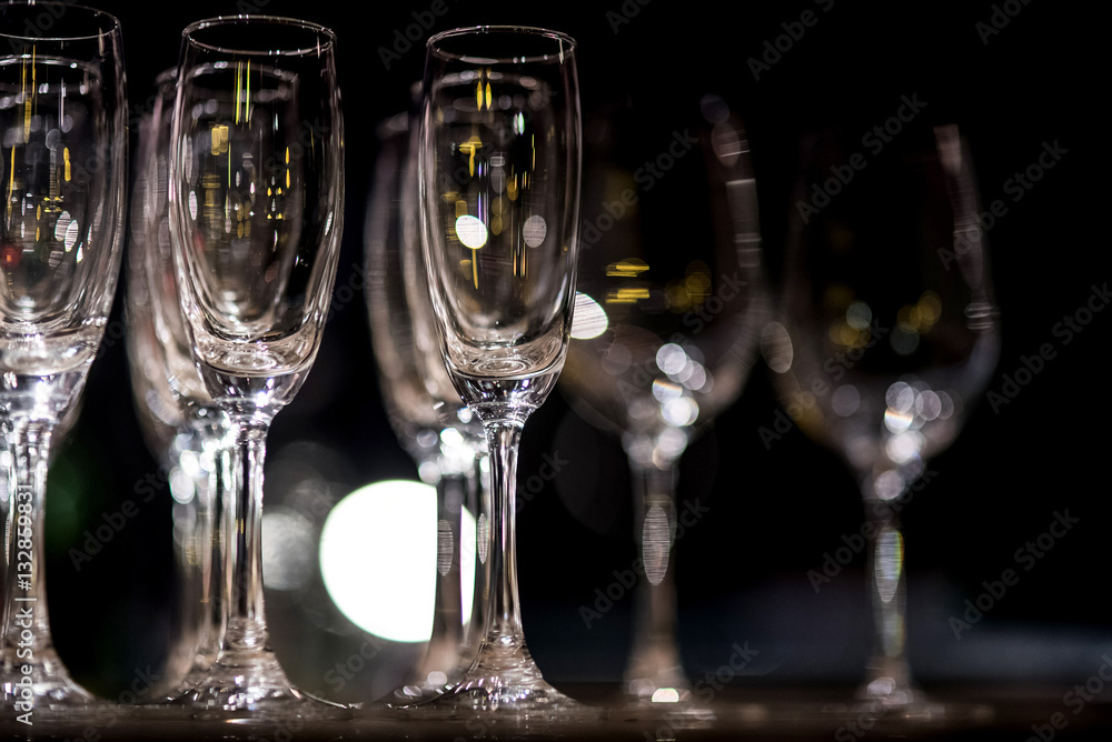 Champagne glasses on a tray Champagne glasses on a tray