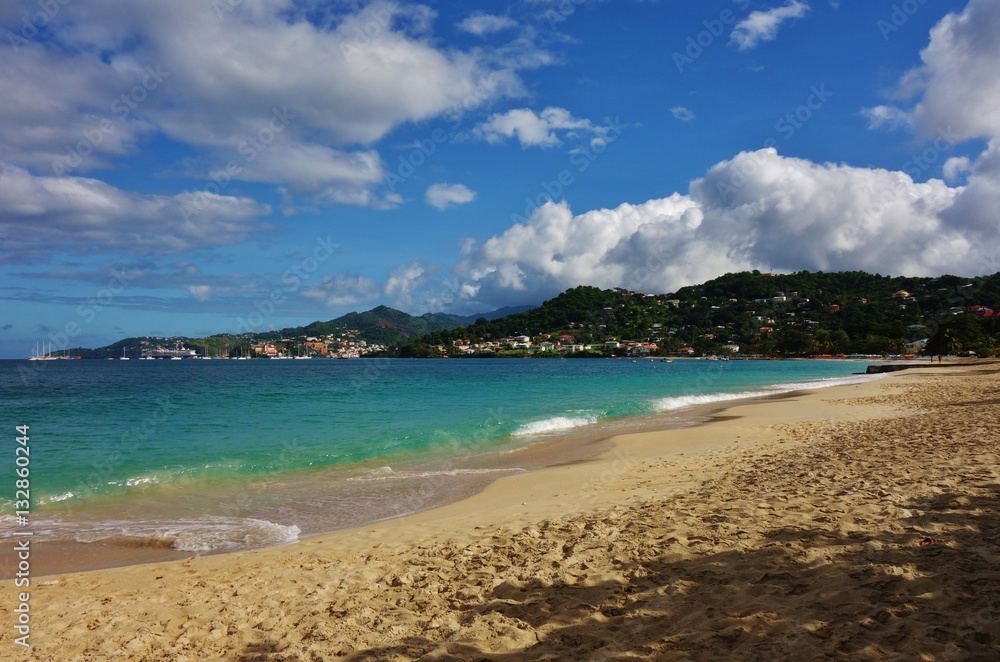 The Grand Anse beach in the Caribbean island country of Grenada