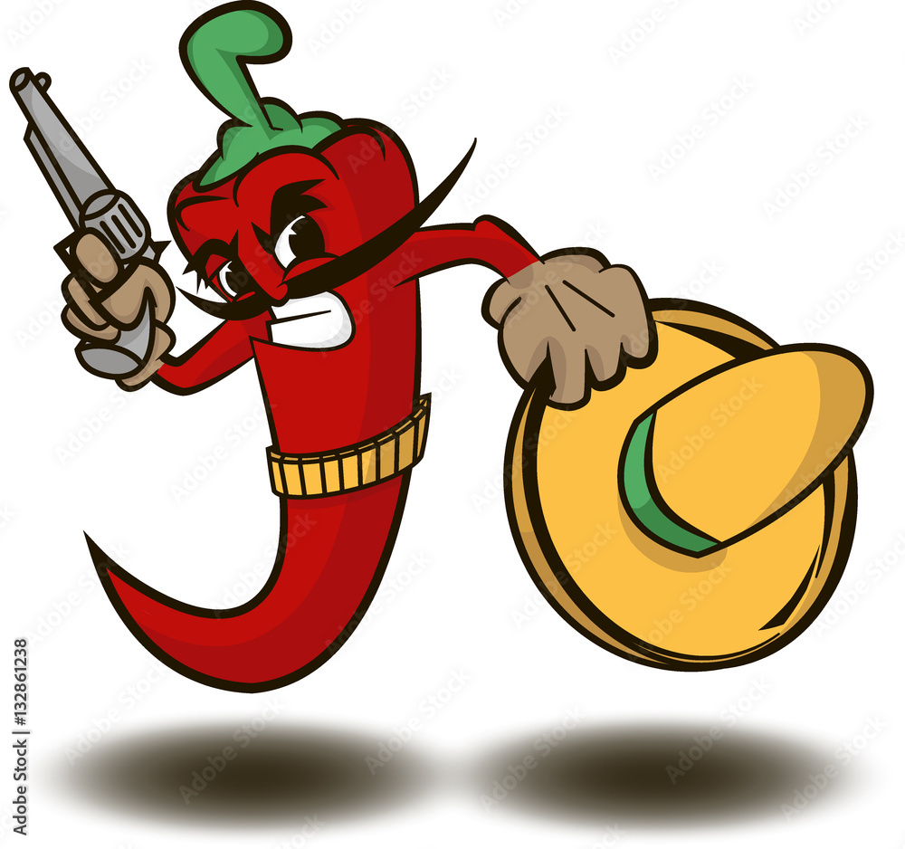 Mexican Chili Pepper Bandit Cartoon Stock Vector Adobe Stock