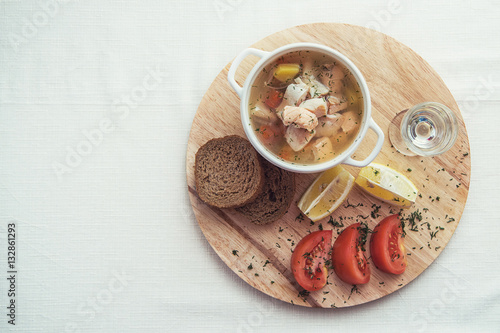 Russian traditional fish soup
