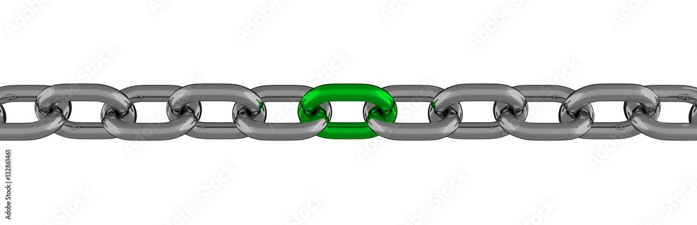 Metal Chain Line With Green Element Isolated 3D Rendering Metal Chain Line With Green Element Isolated 3D Rendering