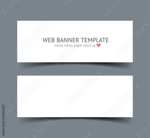 Banners with shadows isolated on dark background. Realistic material vector illustration of paper strip. Web site header and banner set.