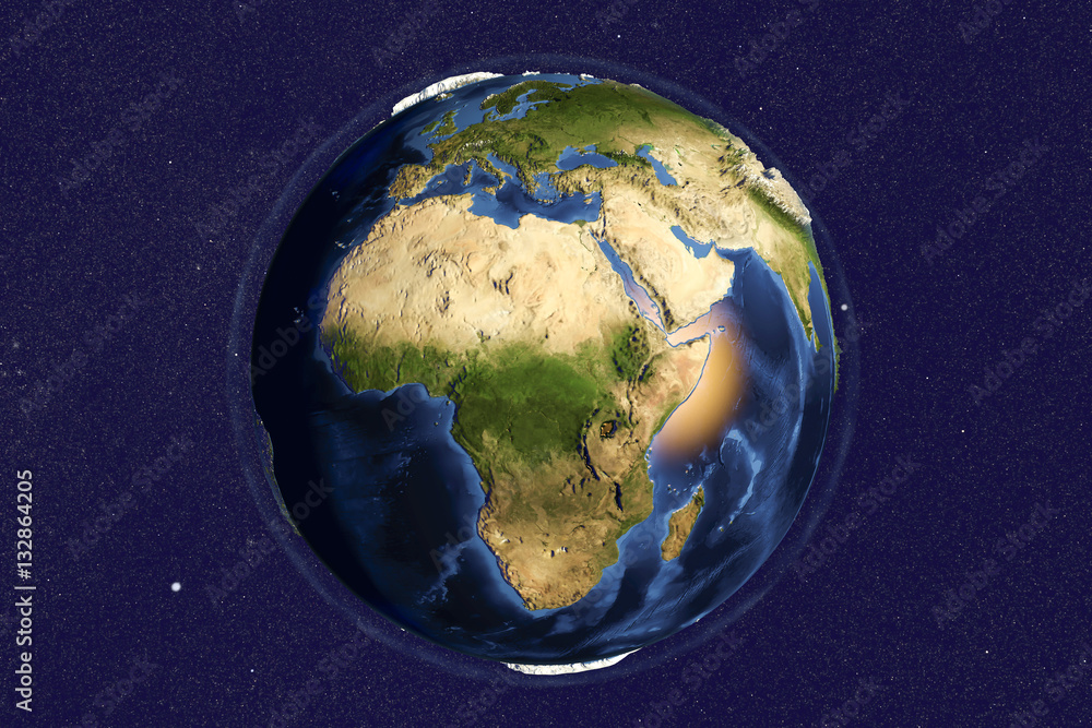 Fototapeta premium Planet Earth from space showing Africa with enhanced bump,3D illustration, Elements of this image furnished by NASA
