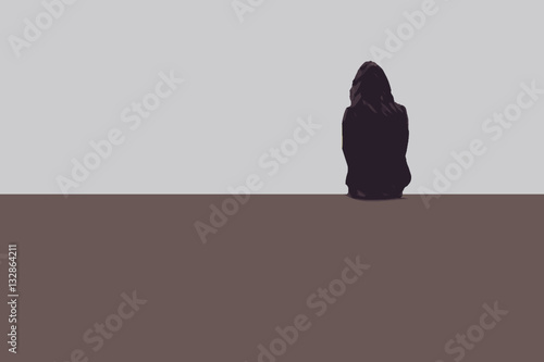 Einsamkeit und Ruhe. Frau. Silhouette