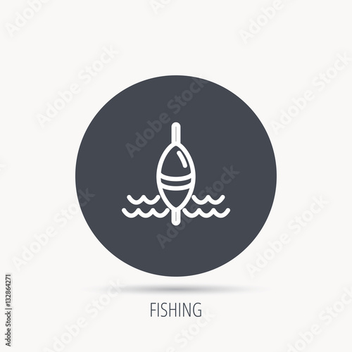 Fishing float icon. Fisherman bobber sign. Round web button with flat icon. Vector