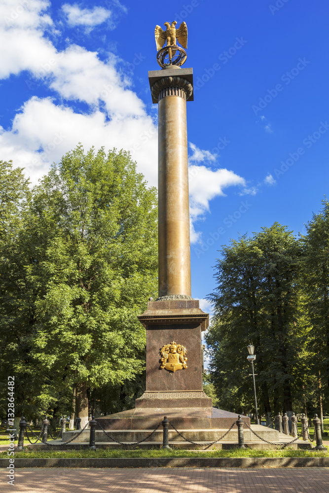 The monument to Pavel Demidov, the founder of the Yaroslavl Demidov school of higher Sciences. Erected in 1829. Yaroslavl, Russia.