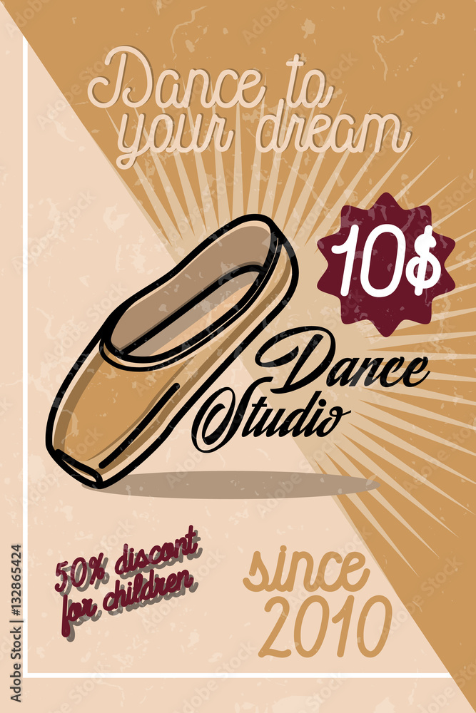 Fototapeta premium Color vintage dance studio banner
