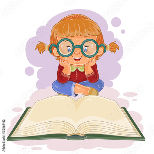 Small girl reading a book