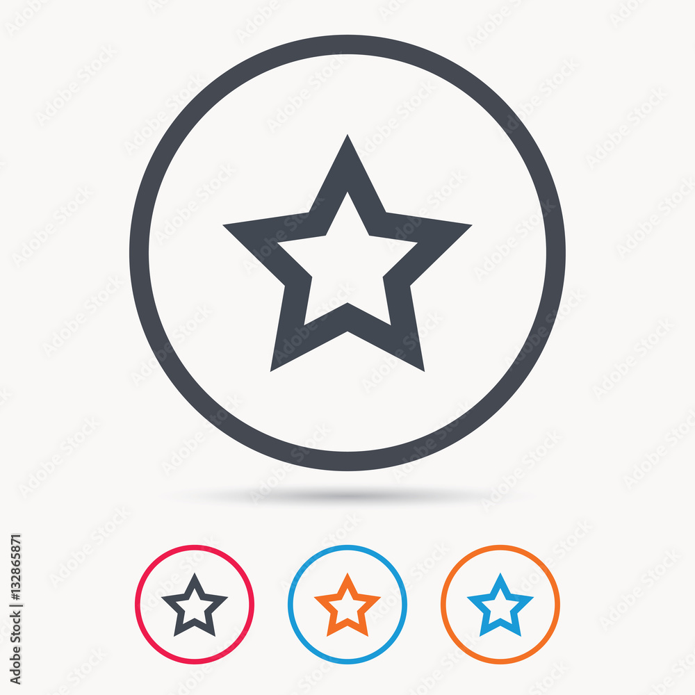 Star icon. Favorite or best sign. Web ranking symbol. Colored circle buttons with flat web icon. Vector Star icon. Favorite or best sign. Web ranking symbol. Colored circle buttons with flat web icon. Vector