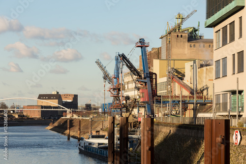 rhine river harbor neuss germany photo