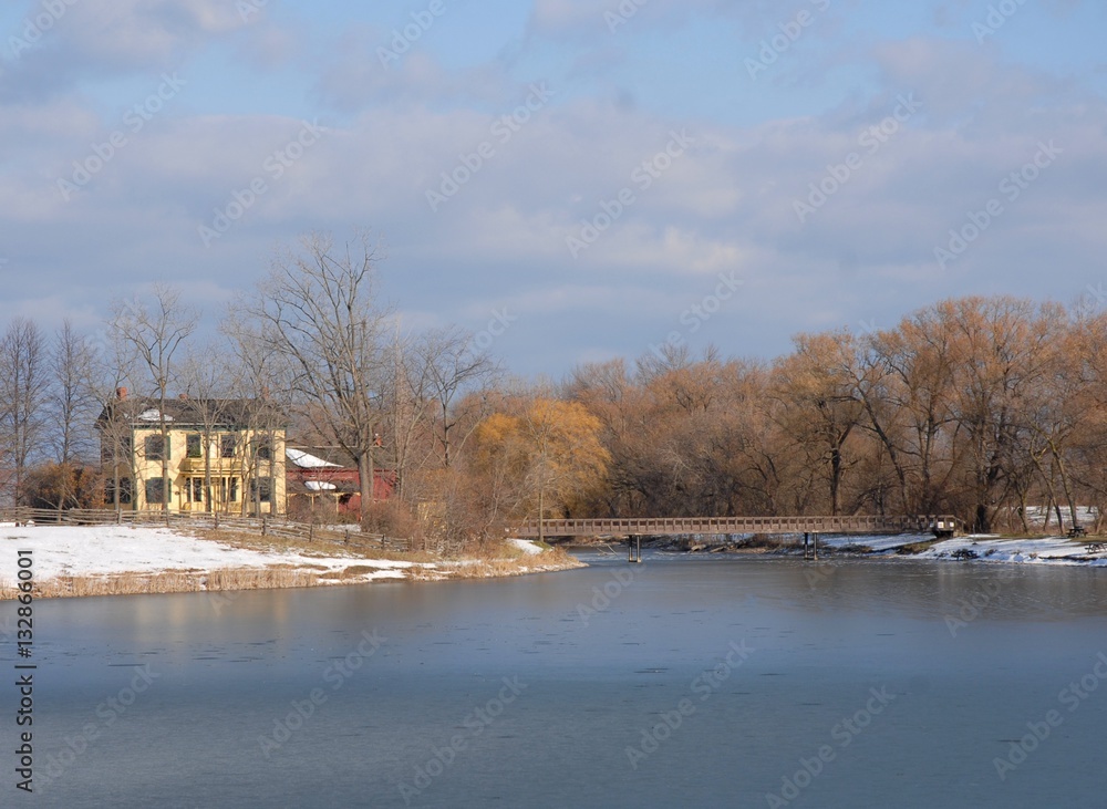 Fototapeta premium historic building at the Fifty Point Conservation Area on Lake Ontario, near Hamilton Ontario