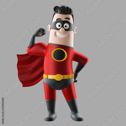 Fun superhero 3d render man 