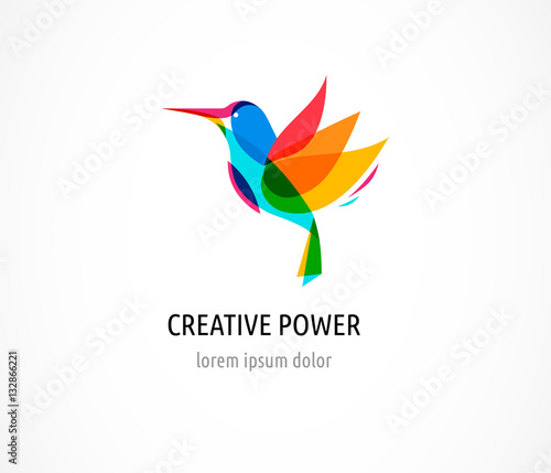 Hummingbird, Creative, digital abstract and bird colorful icon