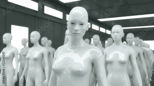 Fotografie Human clones and futuristic room